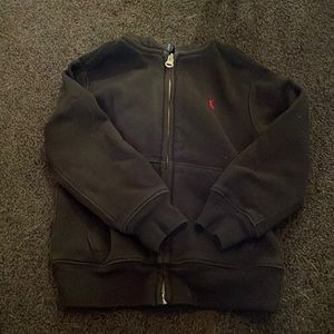 Polo Ralph Lauren black hooded sweatshirt. Zip up.